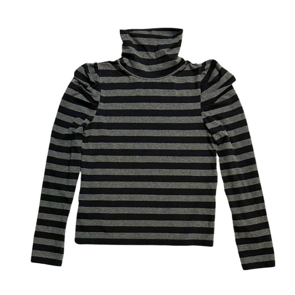 Rebecca Minkoff - Black & Gray Striped Darcy Turtleneck - Size L